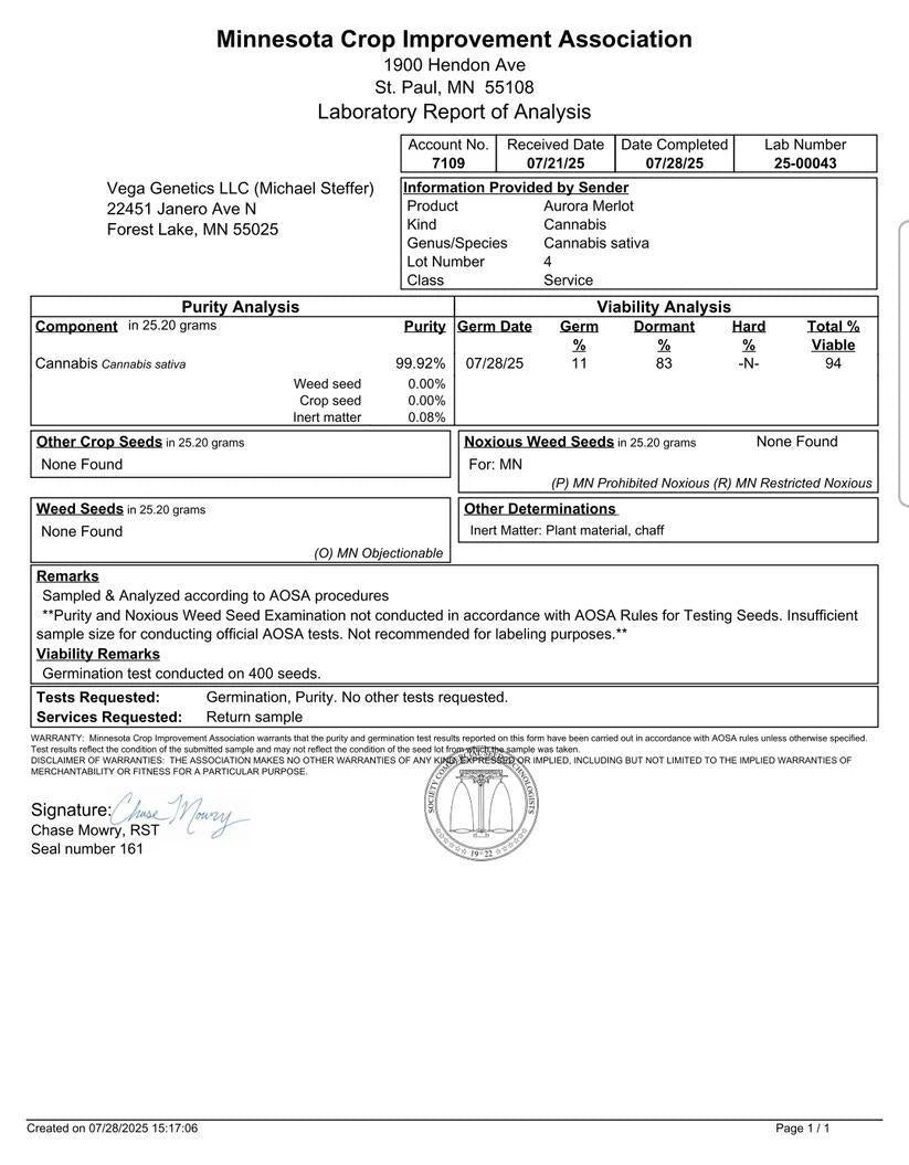 Vega Genetics - Aurora Merlot